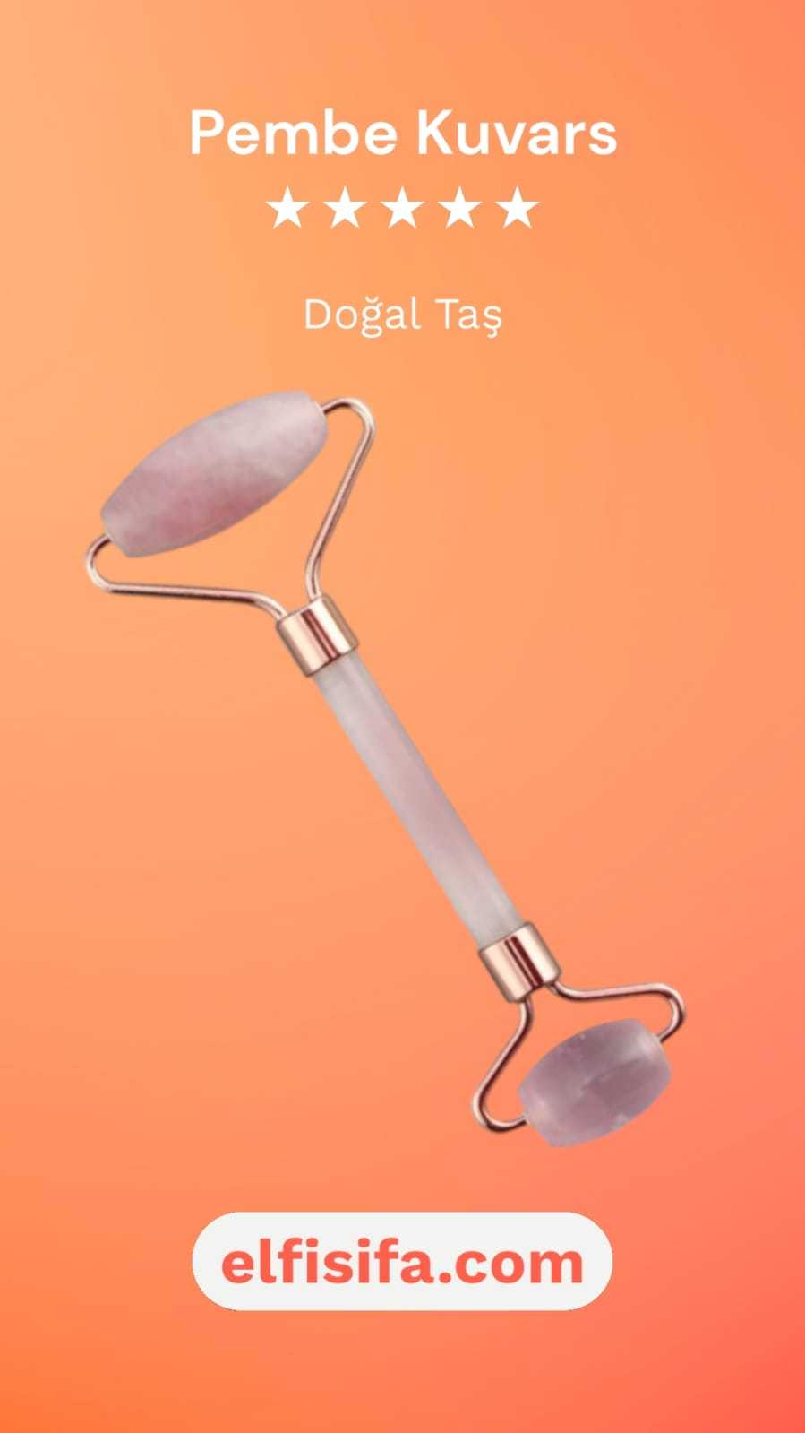  Pembe Kuvars Doğal Taş Altın Face Roller Çift Taraflı Orijinal Masaj Aleti